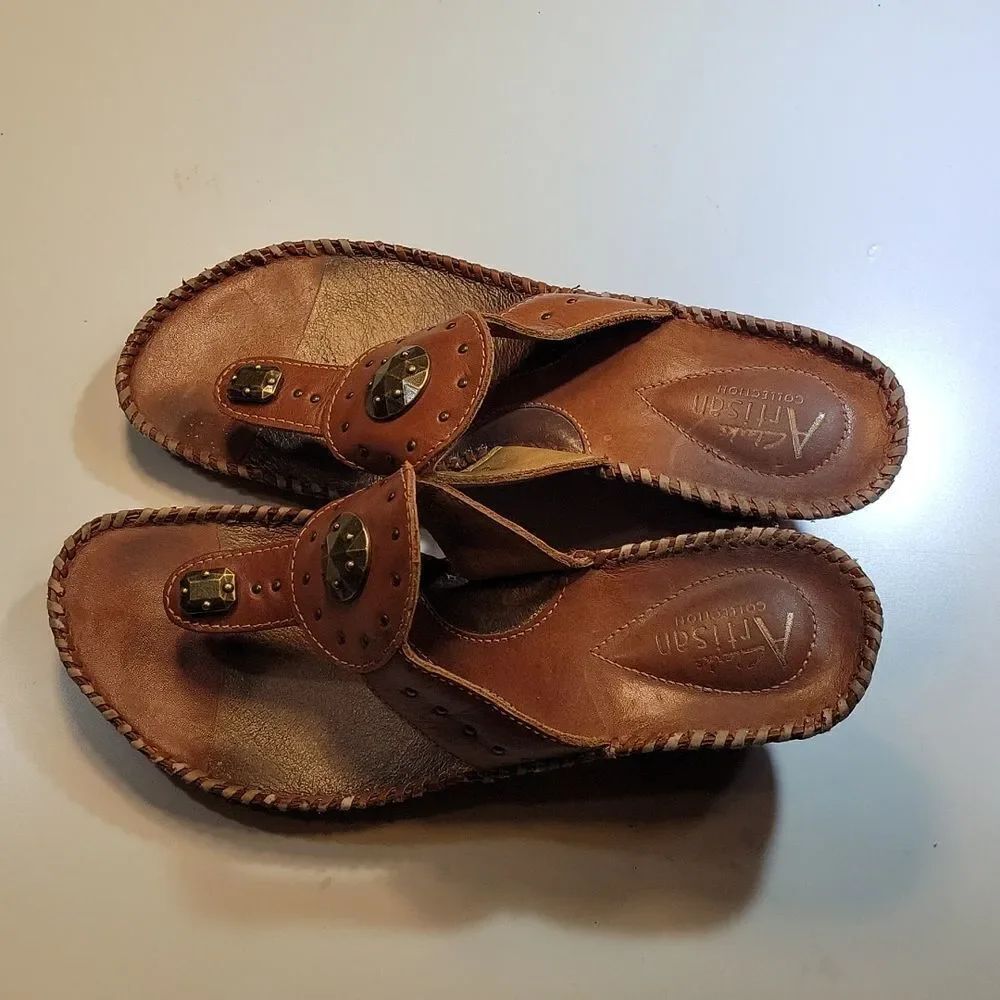 CLARKS ARTISAN COLLECTION WEDGE THONG SANDAL - Picture 4 of 13